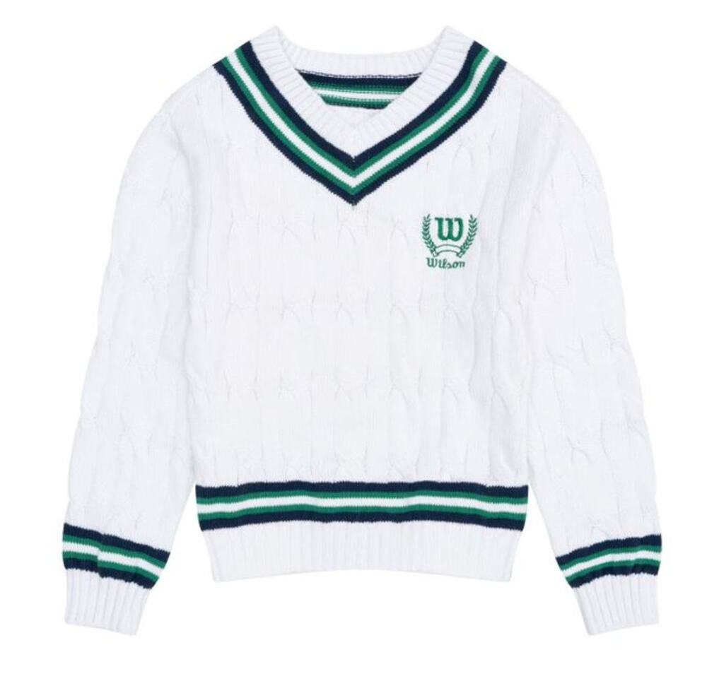 Wilson Girls Cable Knit V Neck Sweater XL 14/16 White Preppy NWT